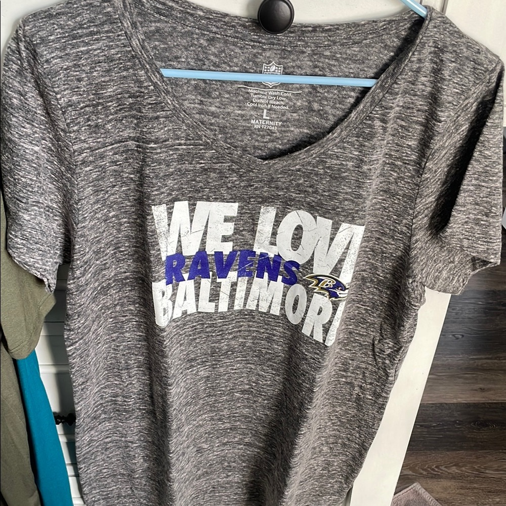 NFL Women's Maternity Heather Gray Ravens Tee
